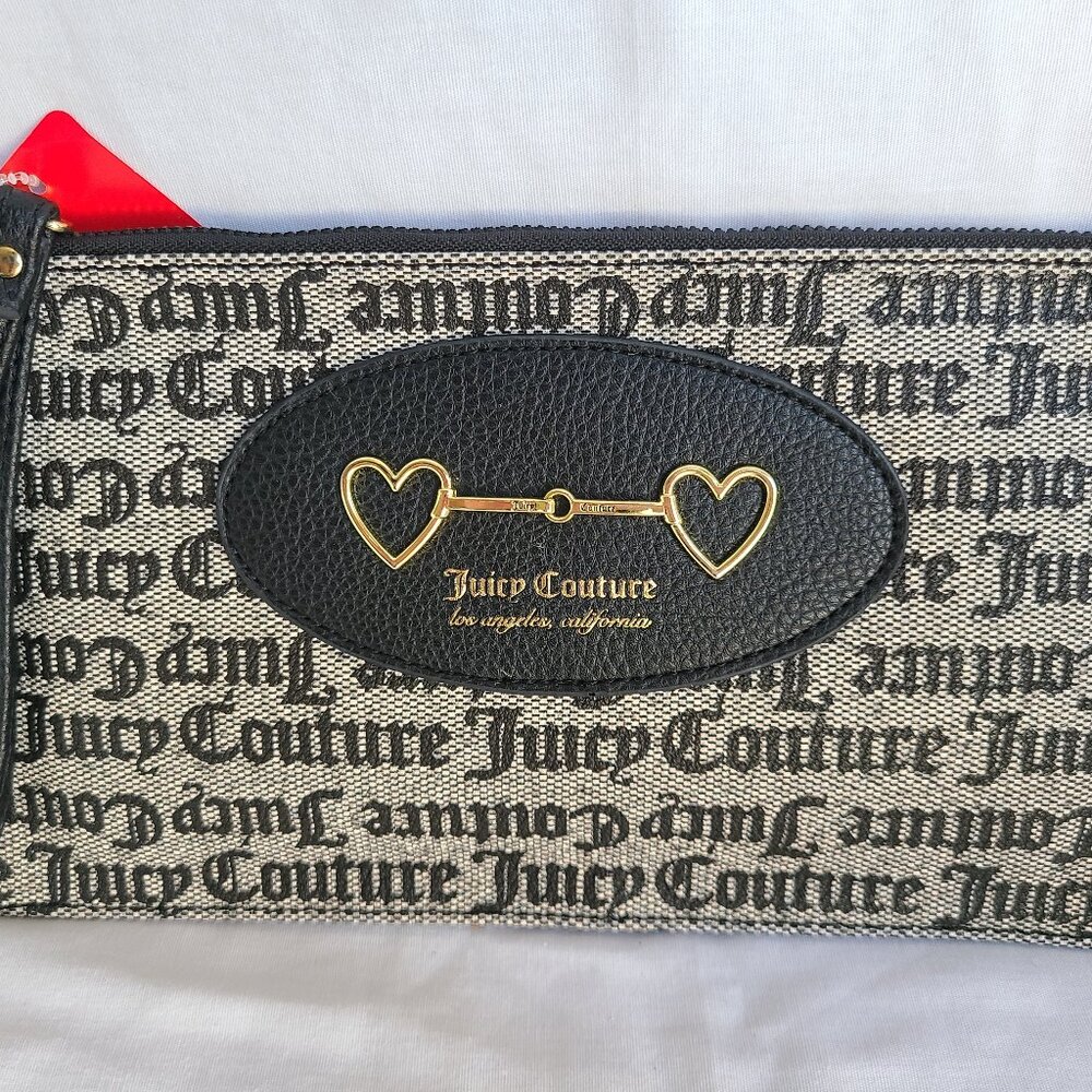 NEW JUICY COUTURE LOS ANGELES WRISTLET WALLET HEART TO HEART BLACK